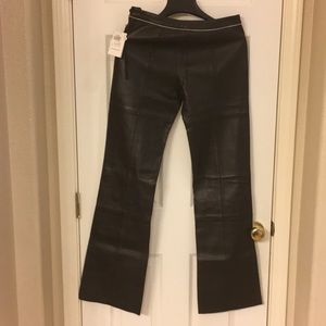 Dark Brown Genuine Leather Pants